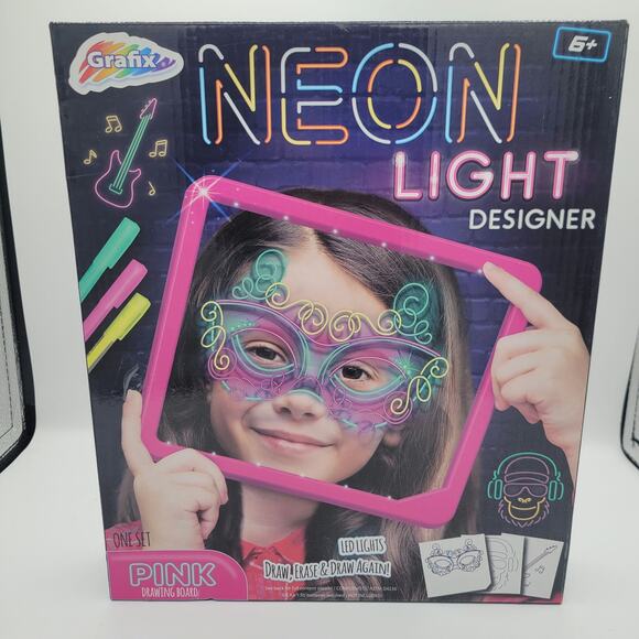 Grafix Neon Light Designer Drawing Art Kit 80s Game - Picture 1 of 5